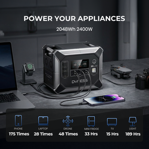 Dynesspower PPS2400 Portable Power Station 2048Wh LiFePO4 Battery 2400W Solar Generator for Home Backup Camping and RV