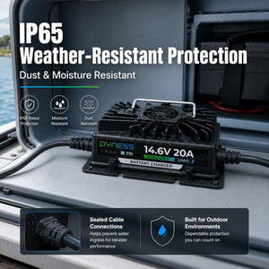 Dynesspower 14.6V 20A IP65 Waterproof LiFePO4 Charger