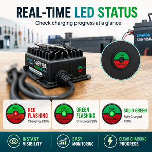 Dynesspower 14.6V 20A IP65 Waterproof LiFePO4 Charger