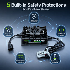 Dynesspower 14.6V 20A IP65 Waterproof LiFePO4 Charger
