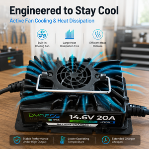 Dynesspower 14.6V 20A IP65 Waterproof LiFePO4 Charger