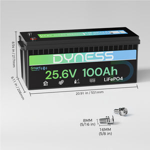 Dynesspower 24V 100Ah LiFePO4 Battery with Bluetooth